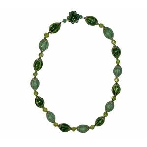 Vintage Western Germany Green Beaded Necklace